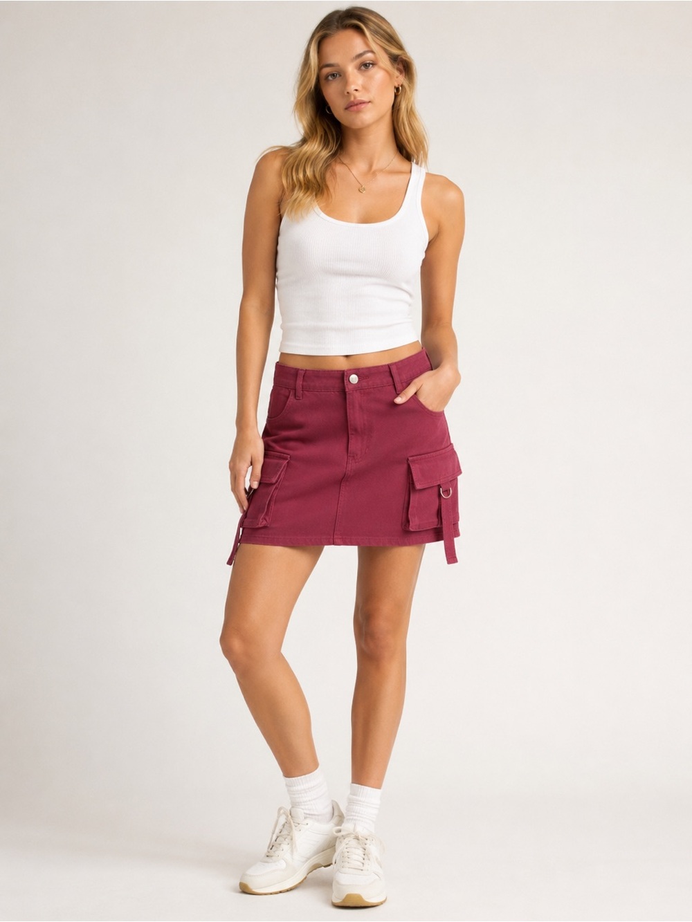 Kendall Lane Burgundy Utility Skirt